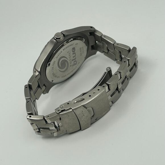 Fossil Silver Blue Dial Stainless Steel Men’s Watch, 39mm Working New Battery - Picture 5 of 8